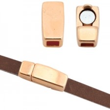 DQ metal magnetic clasp 16x6mm for 3mm Flat cord Rosegold